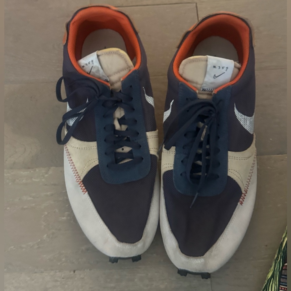Nike Blue and Cream Athletic Shoes with Suede Upper